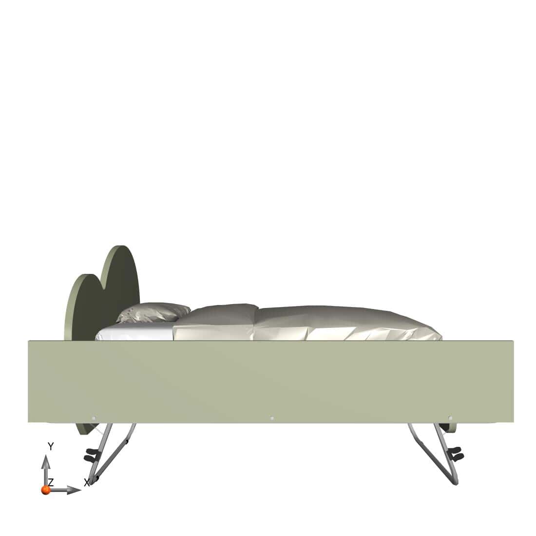 CUPIDO120R - Letto cameretta a cuore 120x190 con secondo letto estraibile e  testata personalizzabile.Rete inclusa